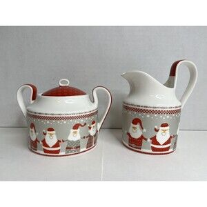 Stechcol Gracie China Santa Claus Covered Sugar Bowl & Creamer Coastline Imports